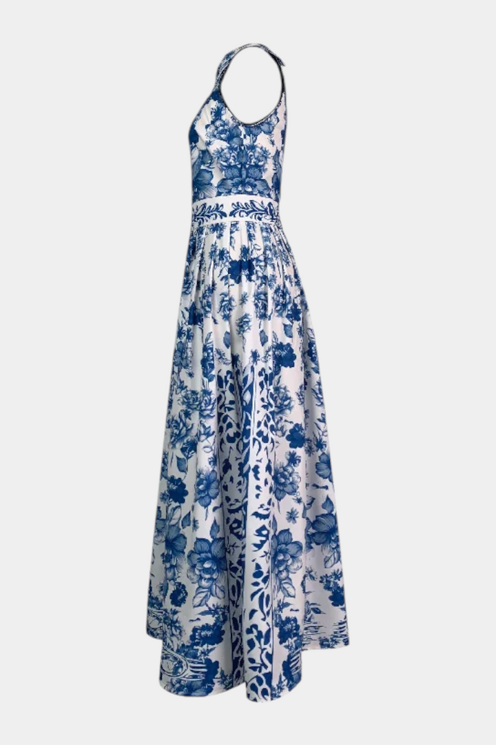 Vestido A-Line Floral con Cuello Solapa de Shante