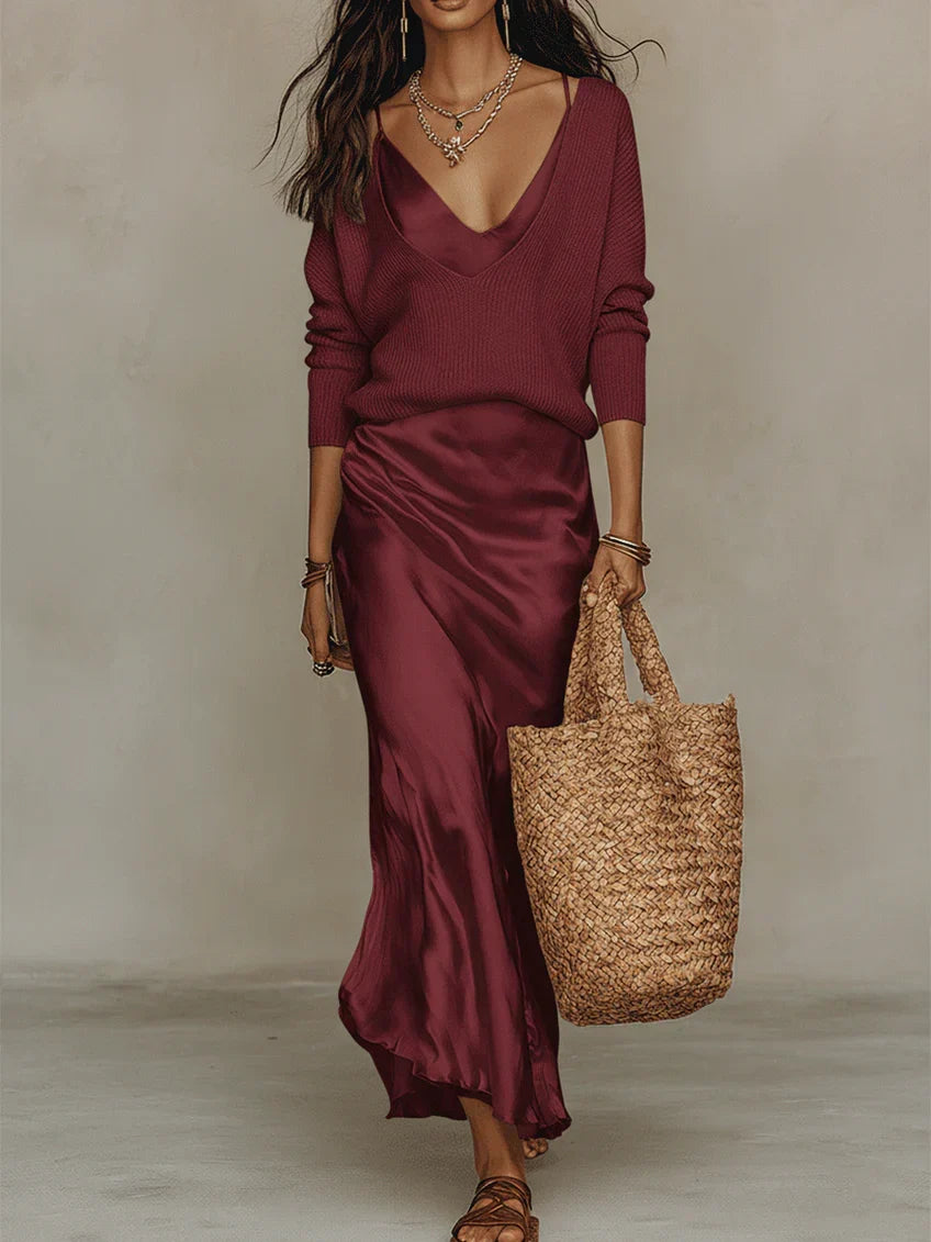 ALMA™ | Vestido Midi de Punto con Diseño Floral