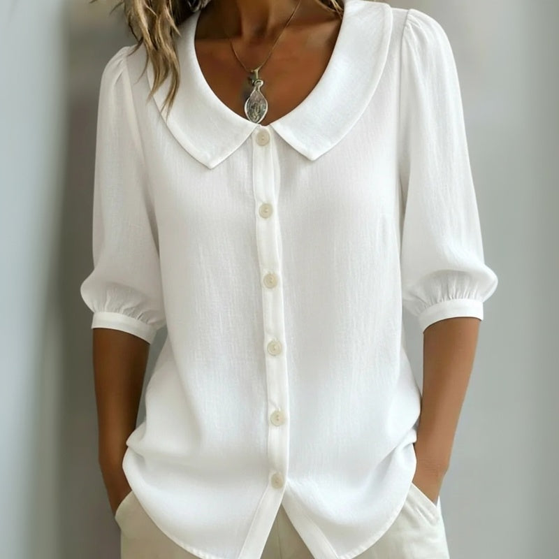 Nuria™ | Camisa Casual de Manga Media Sólida