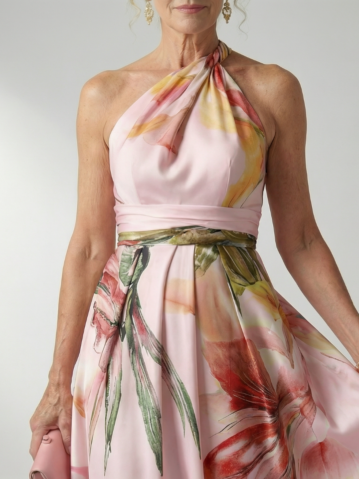 Amiela™ | Vestido Maxi Halter con Gran Estampado Floral