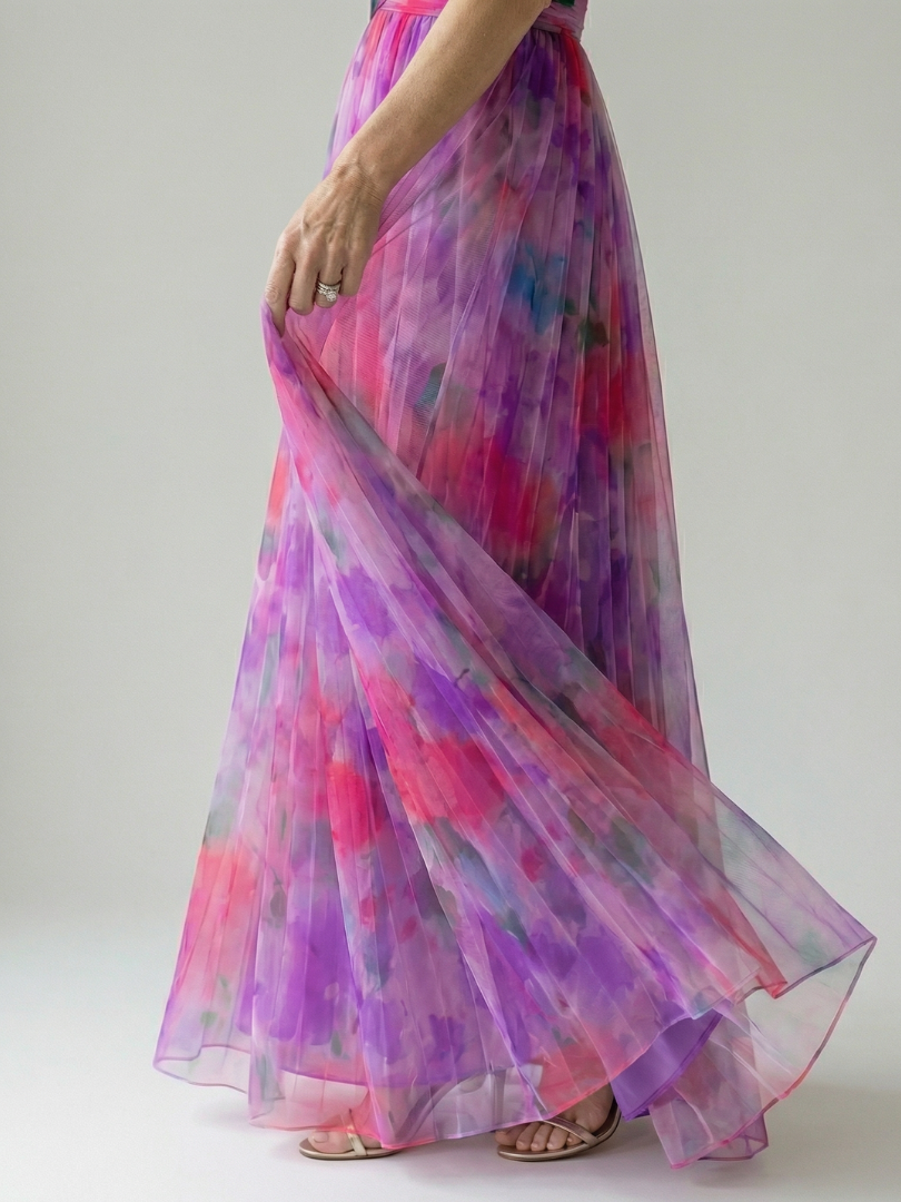 Isela™ | Vestido Maxi Cruzado con Degradado de Color y Delicados Tirantes