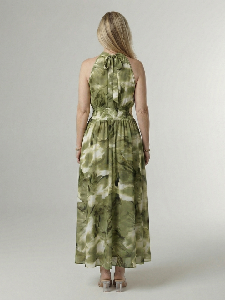 Silvana™ | Vestido Midi Halter con Cintura Ajustada