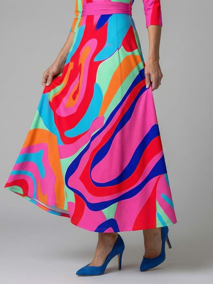 Celeste™ | Vestido Midi Floral con Escote Cruzado y Mangas Tres Cuartos
