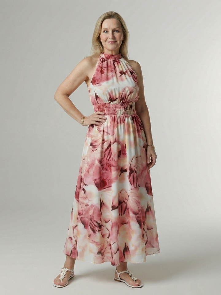 Silvana™ | Vestido Midi Halter con Cintura Ajustada
