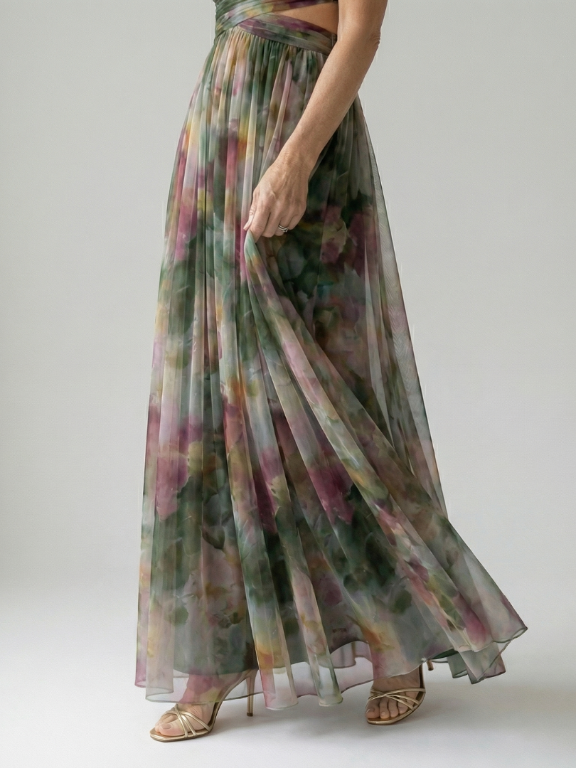 Isela™ | Vestido Maxi Cruzado con Degradado de Color y Delicados Tirantes