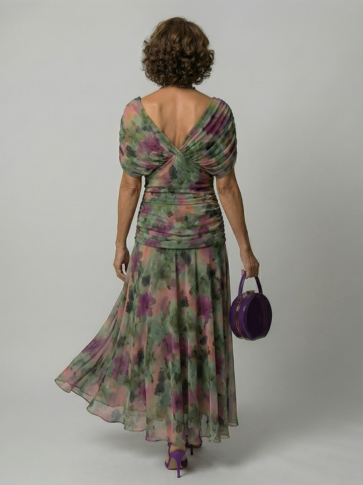 Calena™ | Vestido Midi Off-Shoulder con Escote Drapé