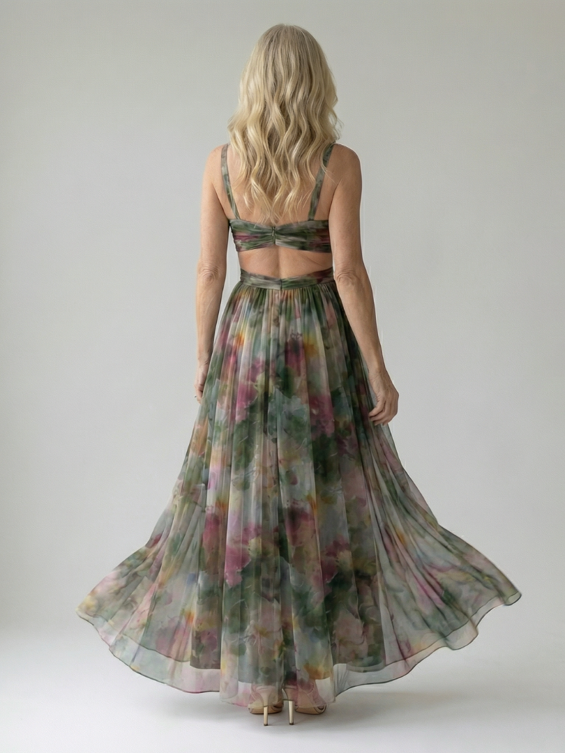Isela™ | Vestido Maxi Cruzado con Degradado de Color y Delicados Tirantes
