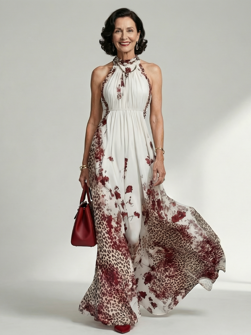 Orlena™ | Maxi Vestido Floral de Manga Larga con Falda Amplia