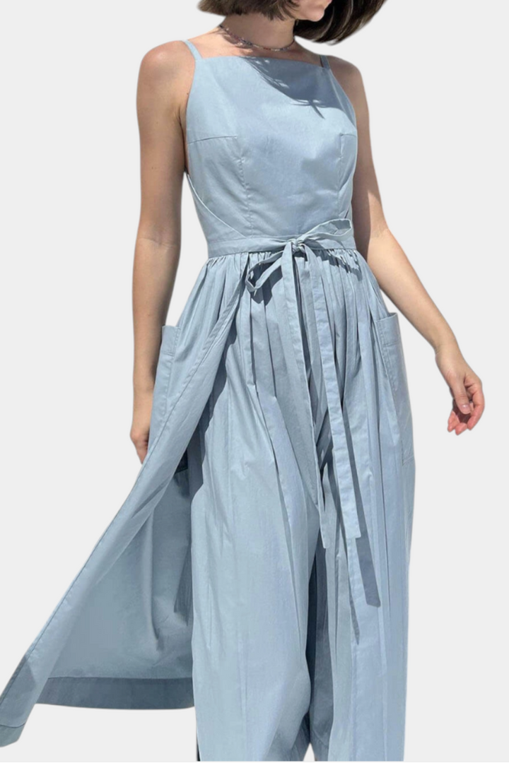 Vestido Largo Sin Tirantes Dezi con Cordones Laterales Ajustables