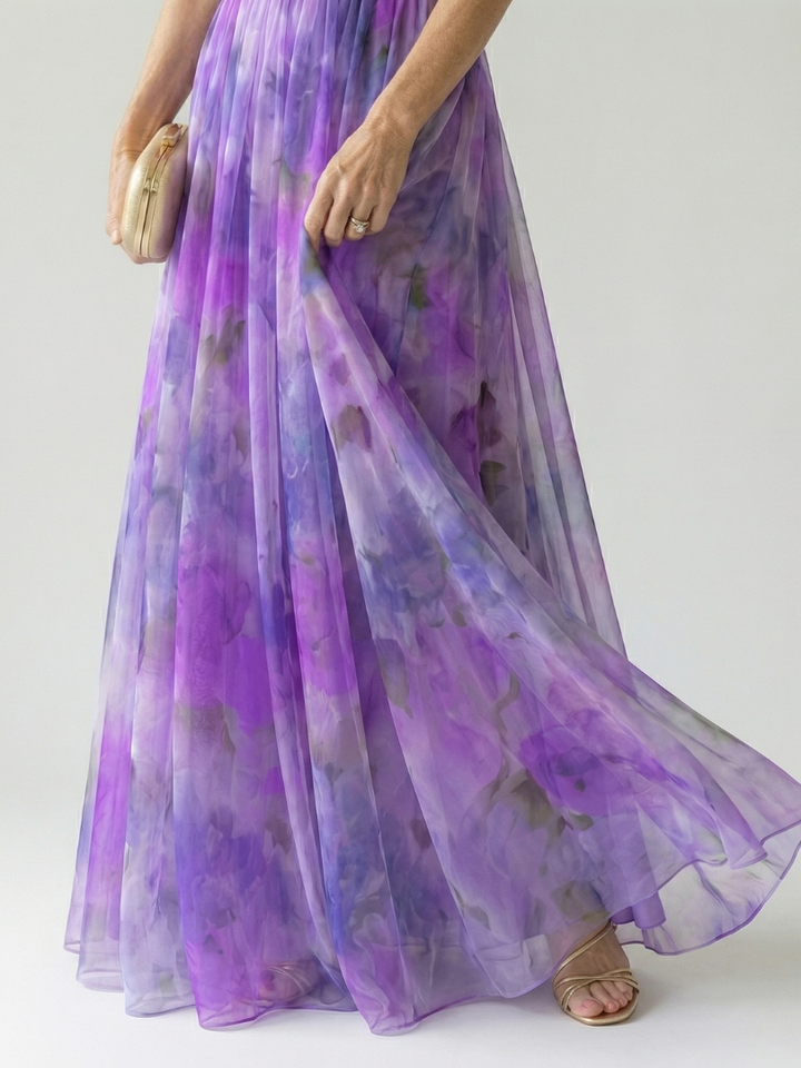Isela™ | Vestido Maxi Cruzado con Degradado de Color y Delicados Tirantes
