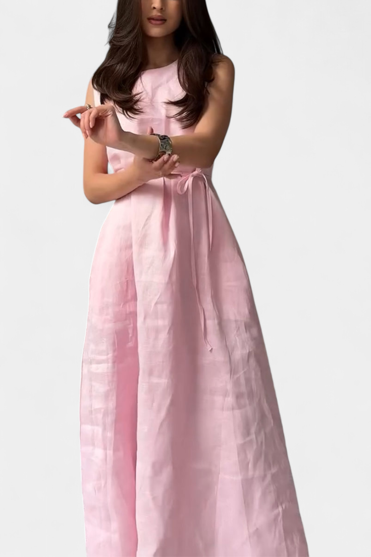 Vestido Sin Mangas Rosetta Suave con Lazo Ajustable