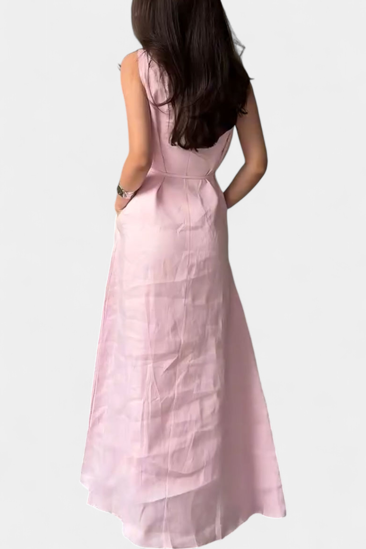 Vestido Sin Mangas Rosetta Suave con Lazo Ajustable