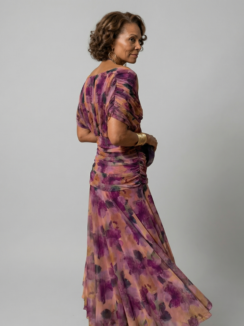Calena™ | Vestido Midi Off-Shoulder con Escote Drapé