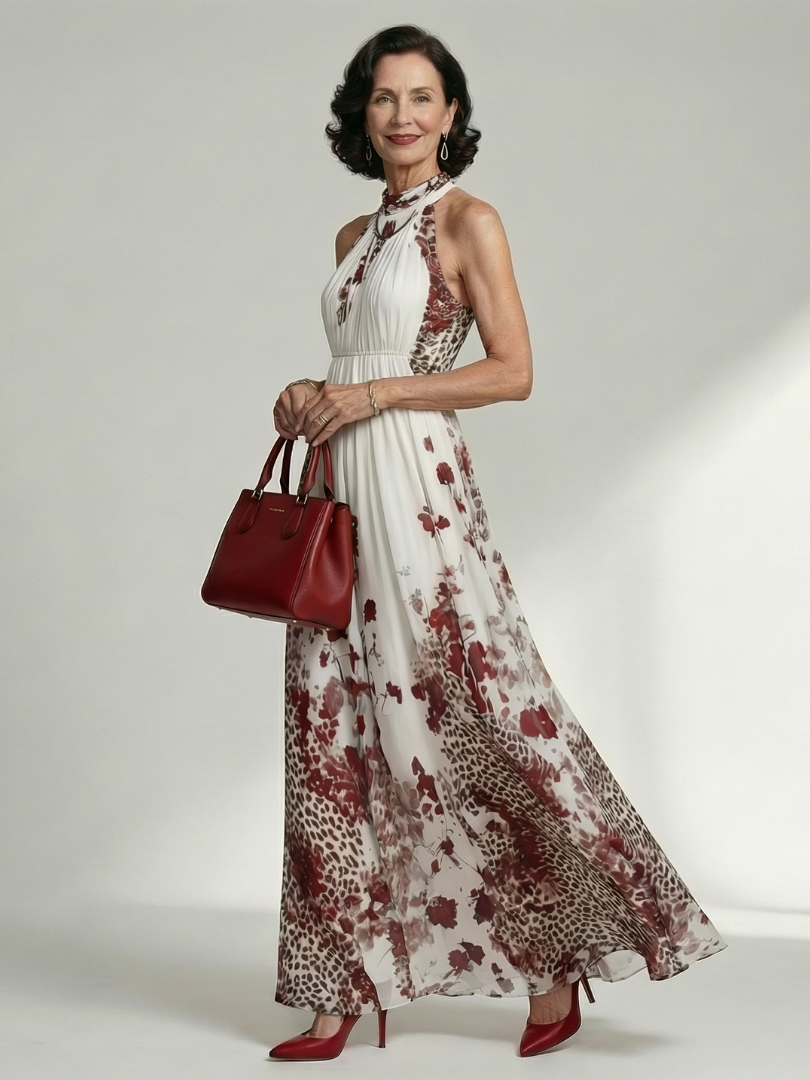 Orlena™ | Maxi Vestido Floral de Manga Larga con Falda Amplia