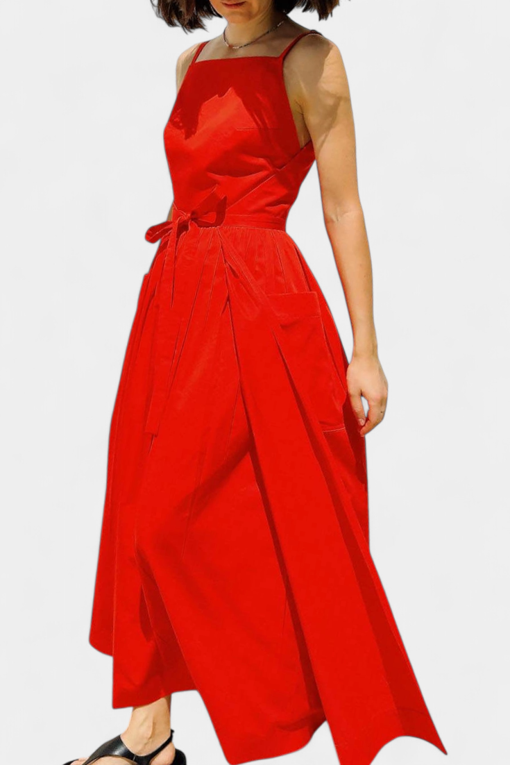 Vestido Largo Sin Tirantes Dezi con Cordones Laterales Ajustables