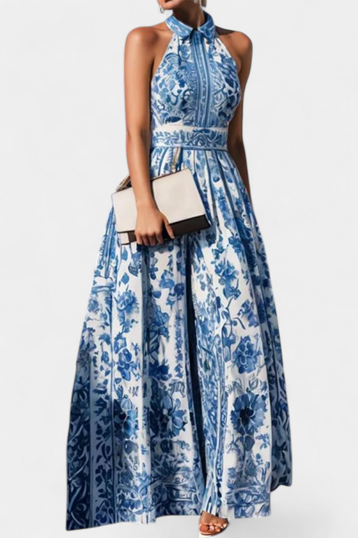Vestido A-Line Floral con Cuello Solapa de Shante