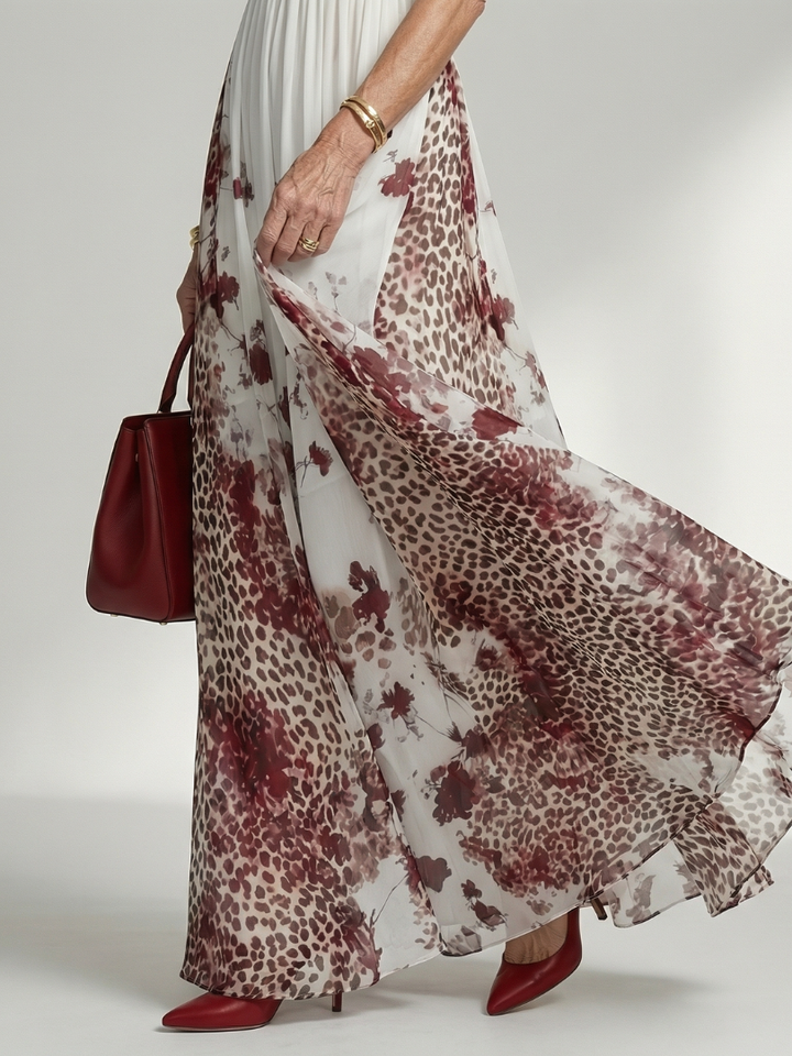 Orlena™ | Maxi Vestido Floral de Manga Larga con Falda Amplia