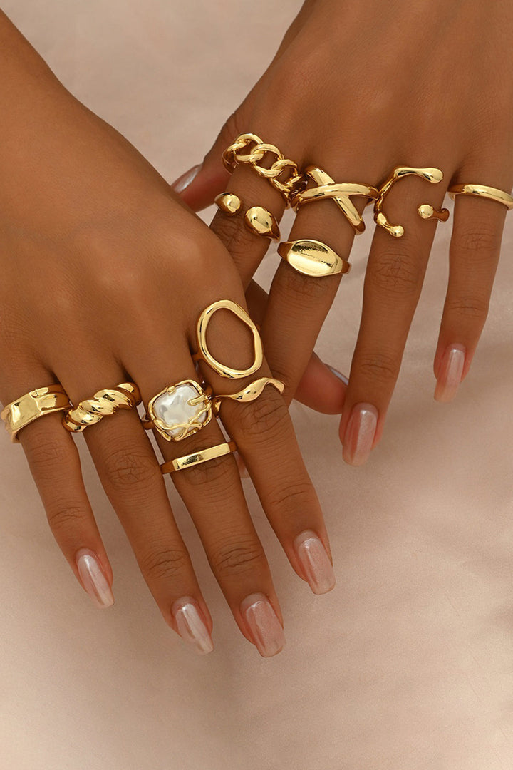 Anillo Metálico Geométrico Abierto