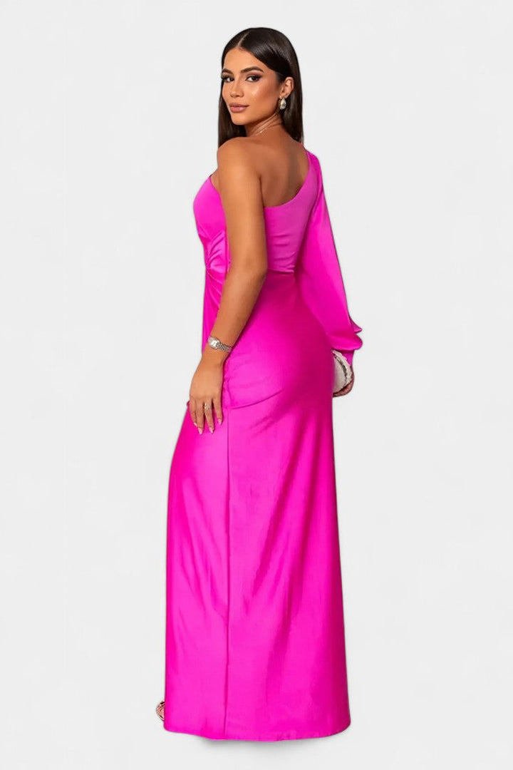 Vestido Asimétrico Drapado de Un Hombro Charlotte
