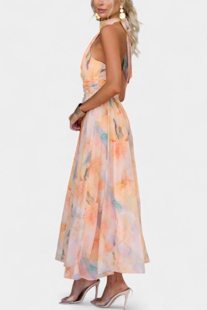 Alaia Vestido Halter con Estampado Aquarelle