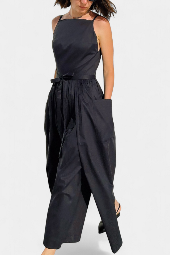 Vestido Largo Sin Tirantes Dezi con Cordones Laterales Ajustables