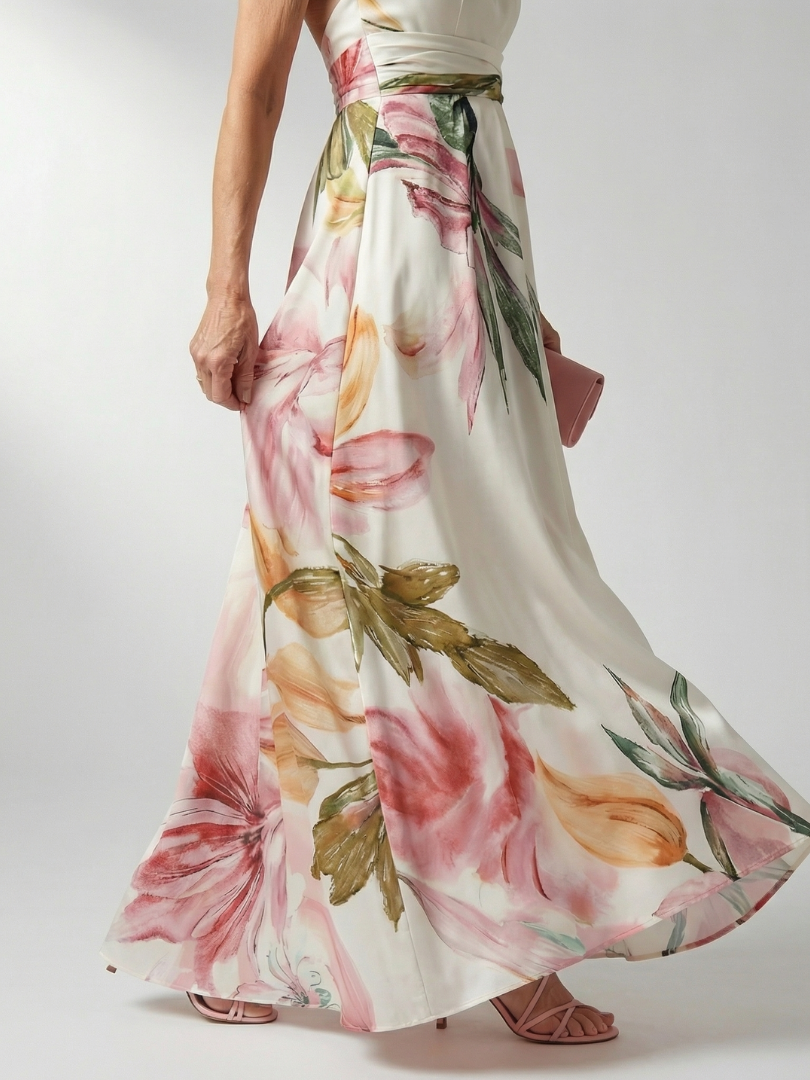Amiela™ | Vestido Maxi Halter con Gran Estampado Floral