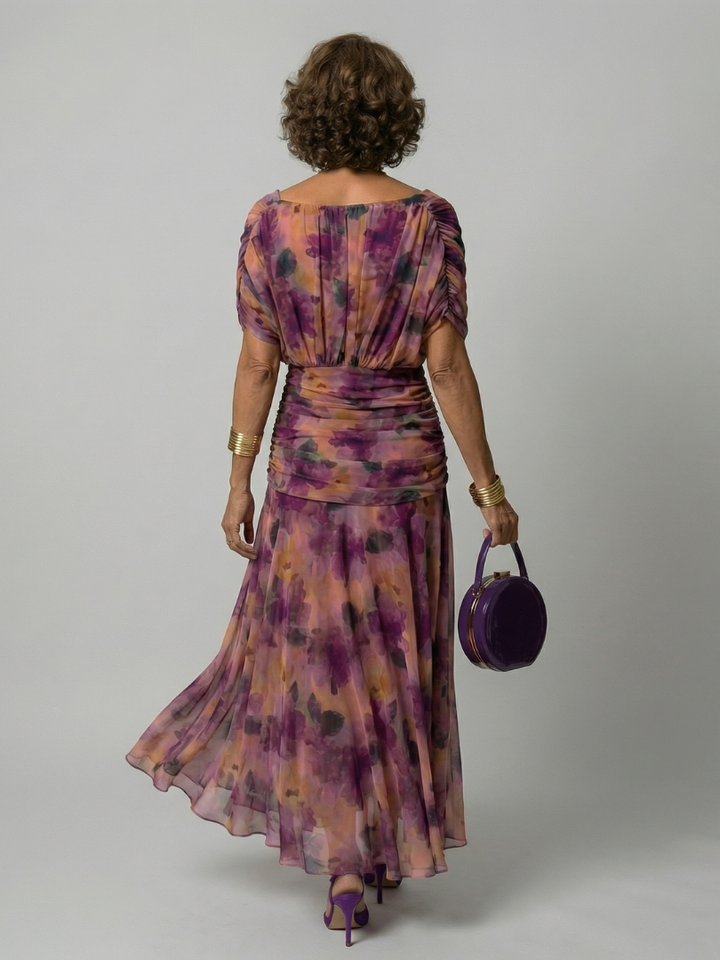 Calena™ | Vestido Midi Off-Shoulder con Escote Drapé