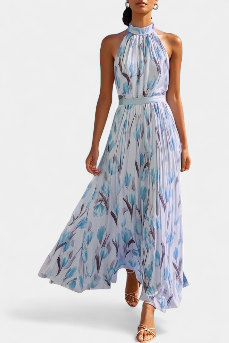Vestido Floral Sin Mangas Juliene con Cinturón