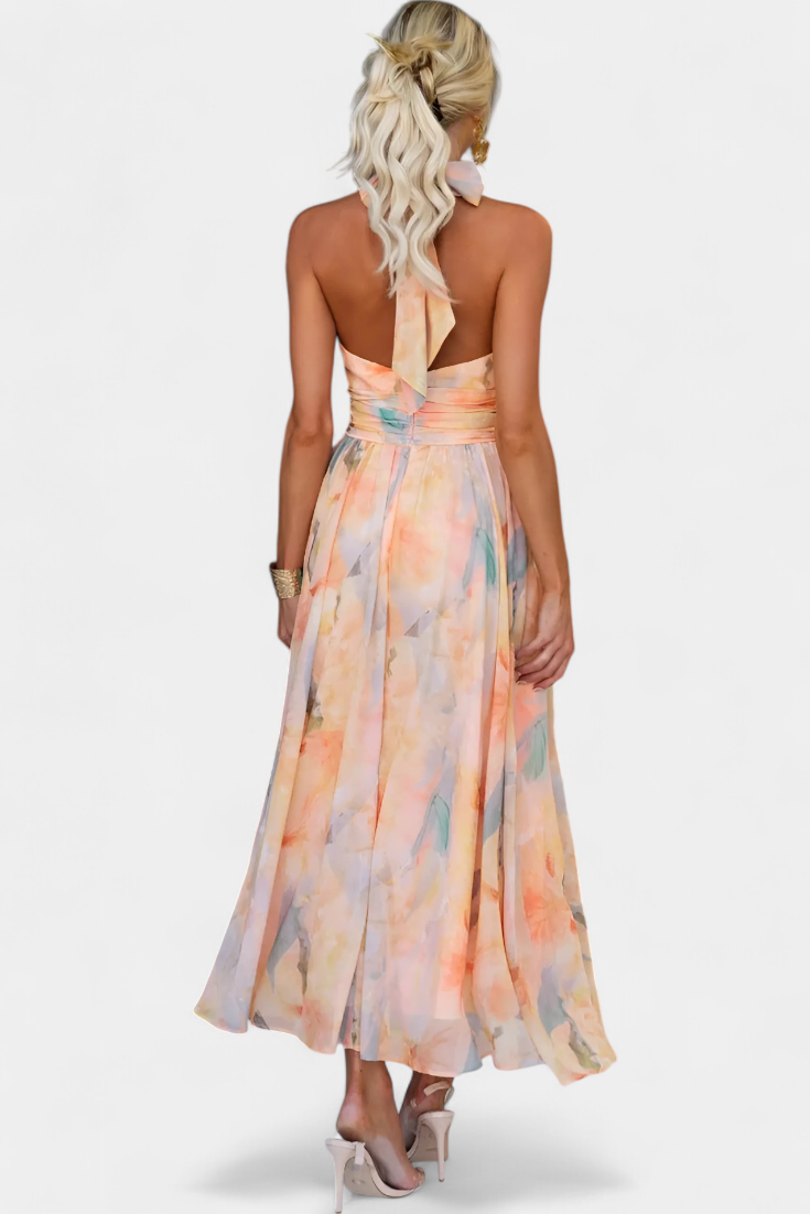 Alaia Vestido Halter con Estampado Aquarelle
