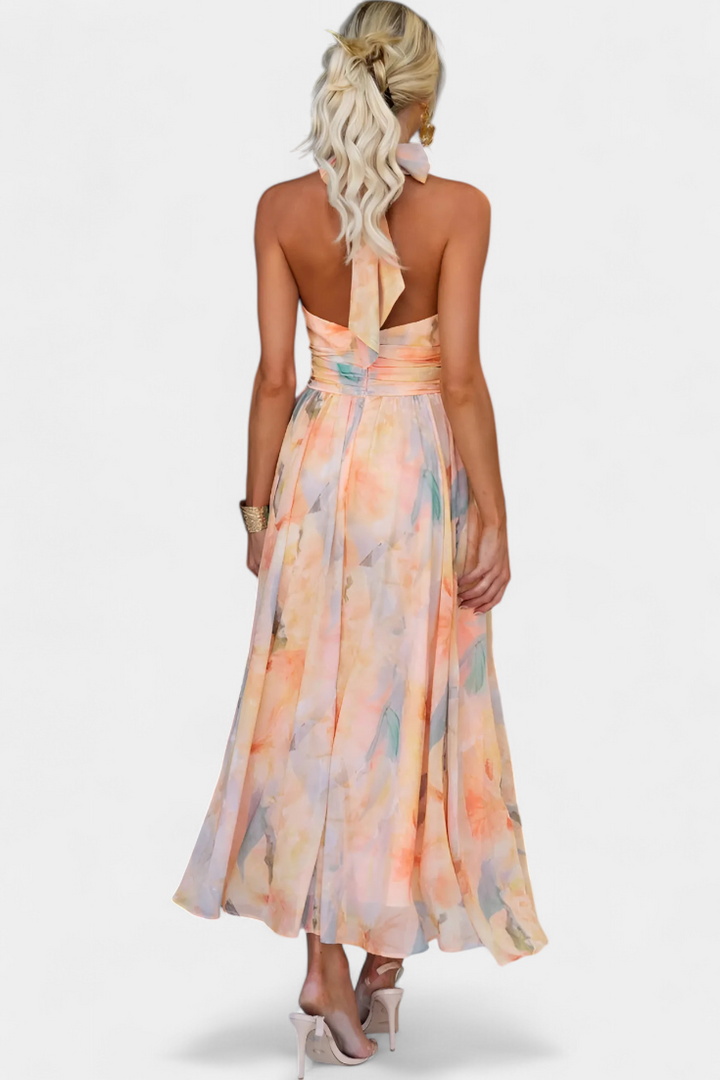 Alaia Vestido Halter con Estampado Aquarelle