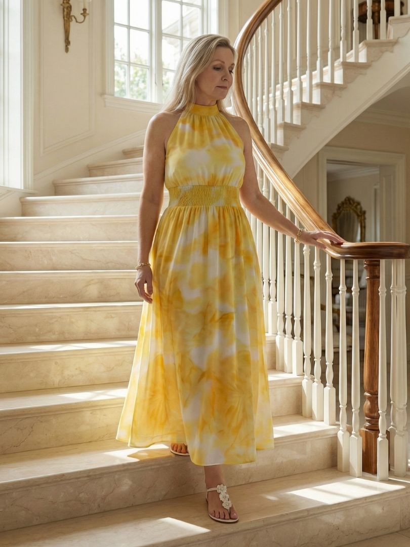 Silvana™ | Vestido Midi Halter con Cintura Ajustada