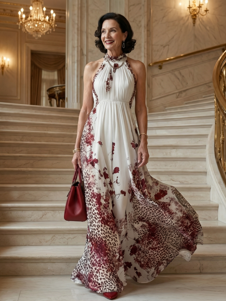 Orlena™ | Maxi Vestido Floral de Manga Larga con Falda Amplia
