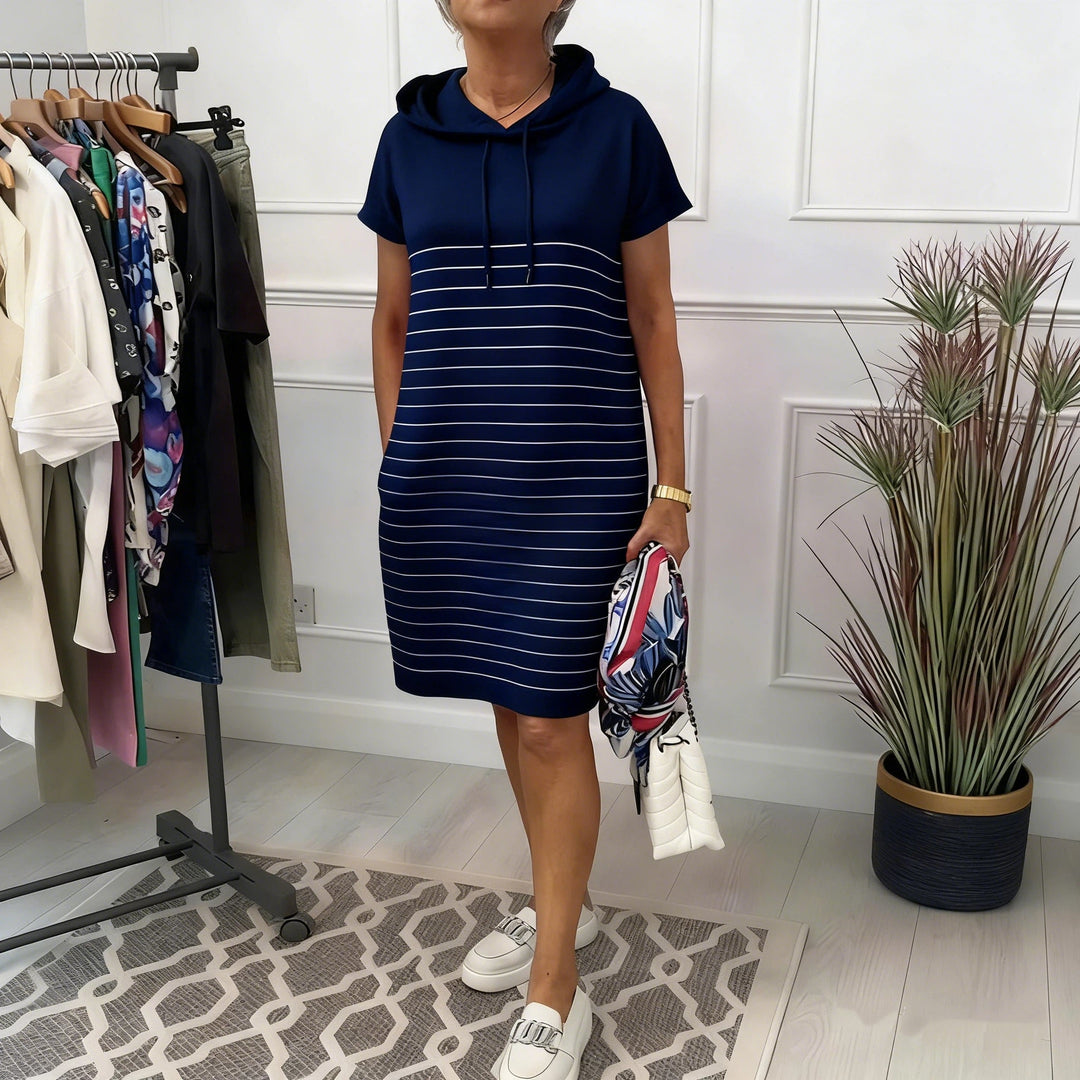 Gabriela™ | Vestido Casual con Capucha y Rayas Tejidas