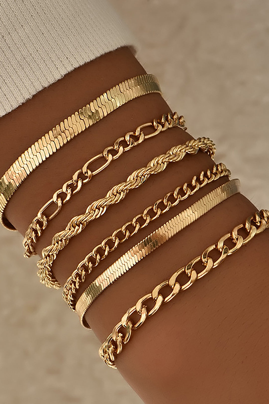 Set de 6 Pulseras de Cadena Cubana