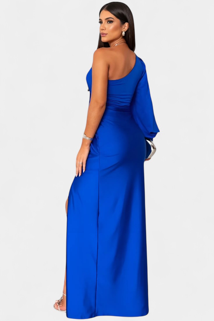 Vestido Asimétrico Drapado de Un Hombro Charlotte