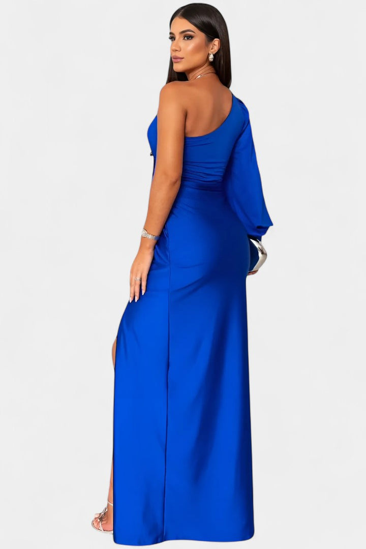 Vestido Asimétrico Drapado de Un Hombro Charlotte