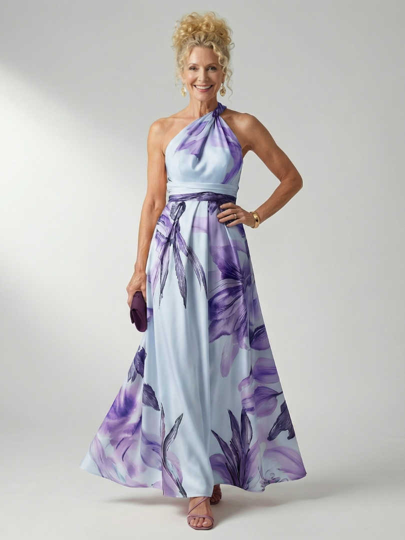 Amiela™ | Vestido Maxi Halter con Gran Estampado Floral