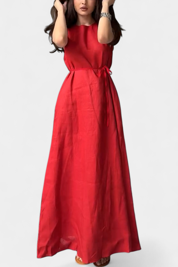 Vestido Sin Mangas Rosetta Suave con Lazo Ajustable