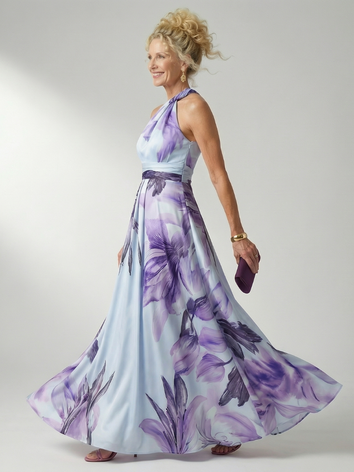 Amiela™ | Vestido Maxi Halter con Gran Estampado Floral