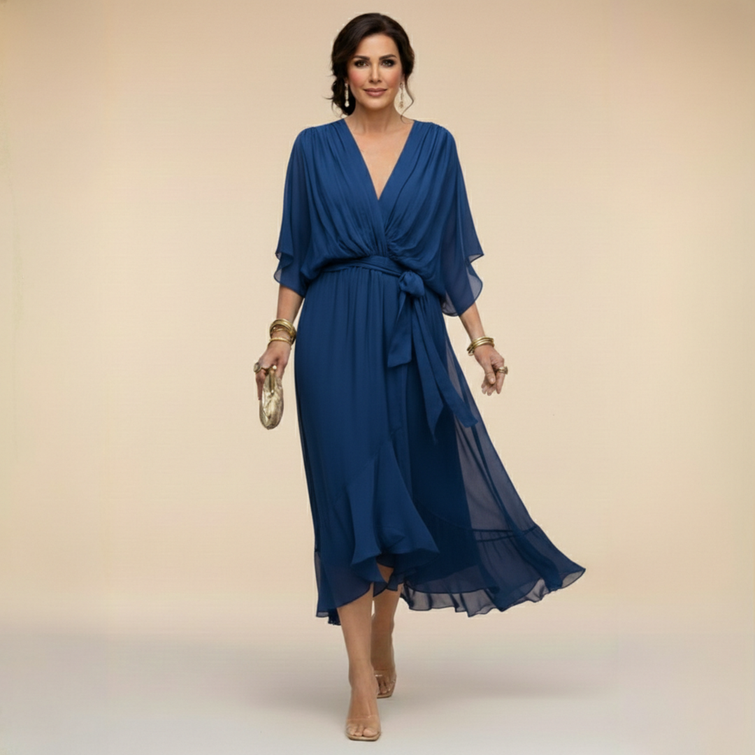 MARTA™ | VESTIDO DE CHIFFON CON ESCOTE EN V" 

Rewritten Title: "MARTA™ | Vestido de Chiffon con Elegante Escote en V