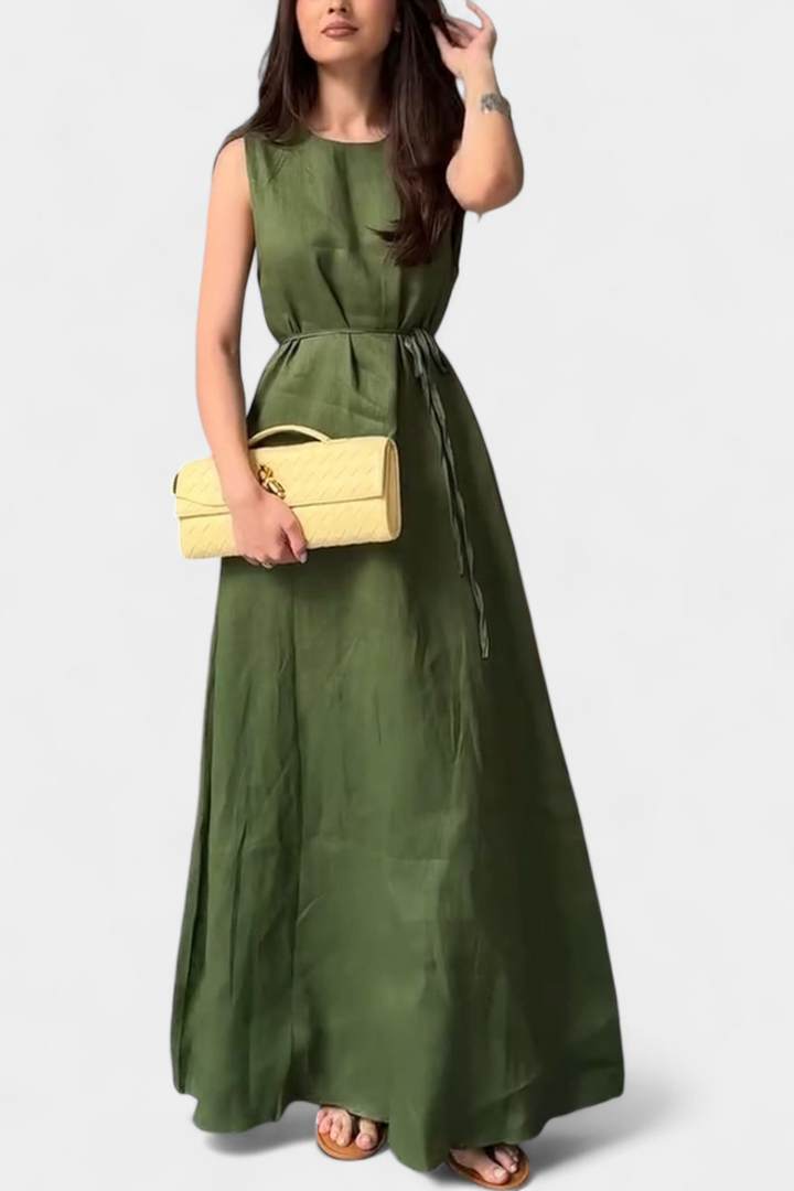 Vestido Sin Mangas Rosetta Suave con Lazo Ajustable