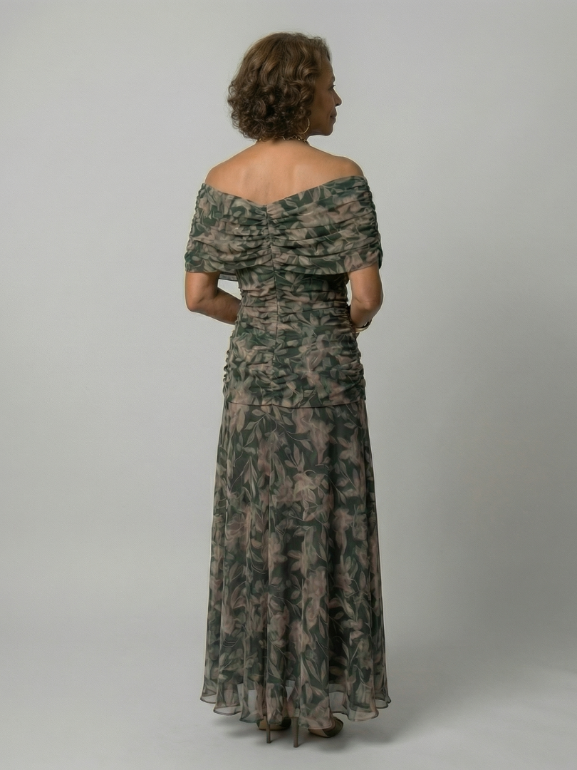 Calena™ | Vestido Midi Off-Shoulder con Escote Drapé