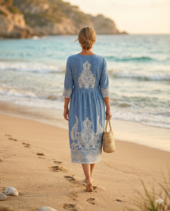 Vestido Damasco Azul