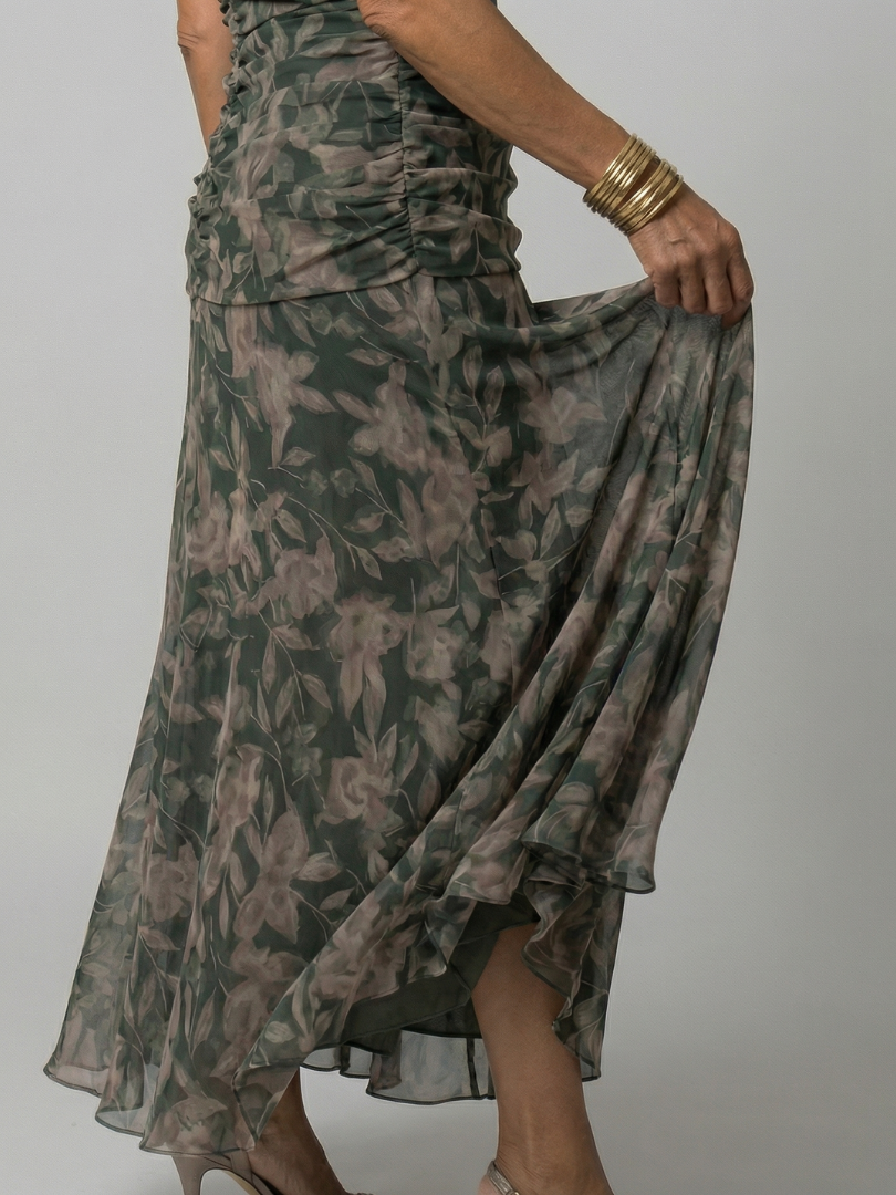 Calena™ | Vestido Midi Off-Shoulder con Escote Drapé