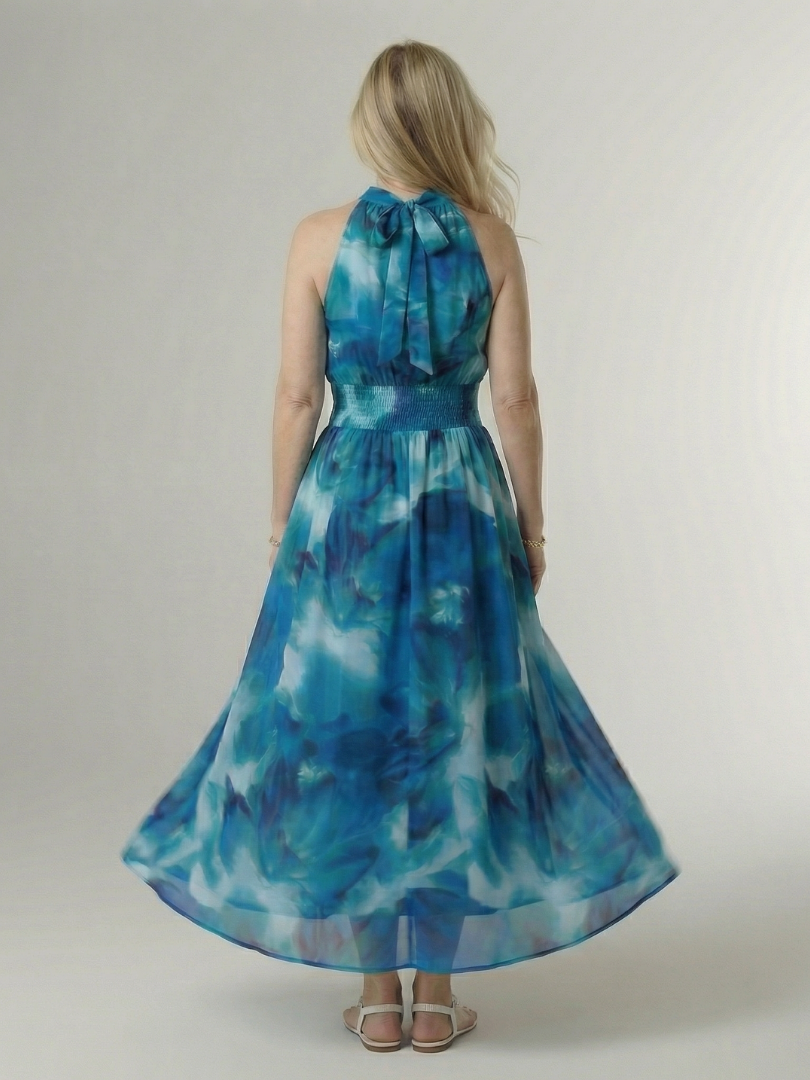 Silvana™ | Vestido Midi Halter con Cintura Ajustada