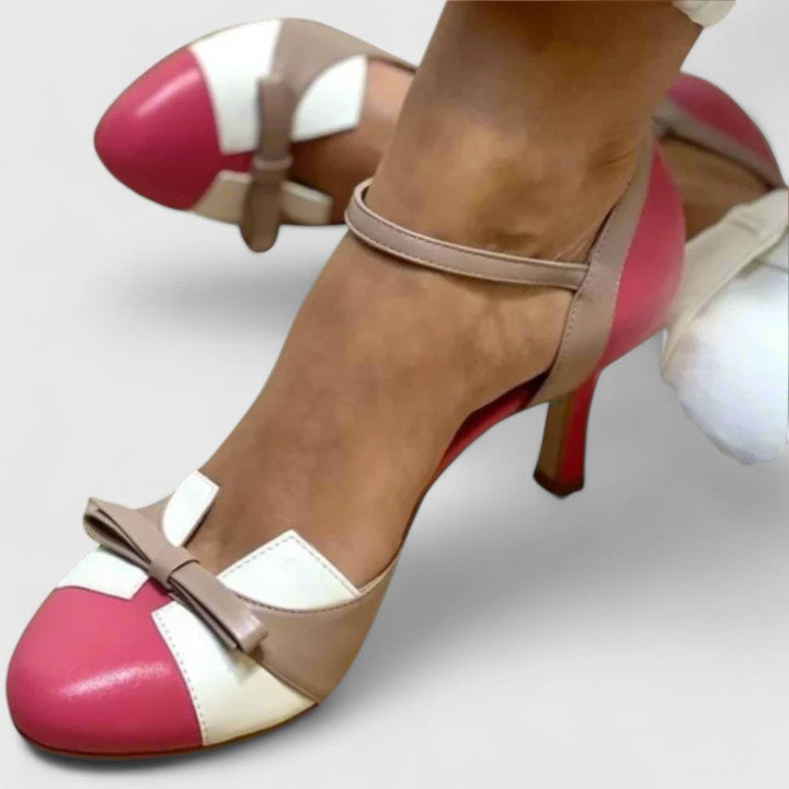 Aurora™ | Sandalia de Tacón con Lazo y Punta Bicolor