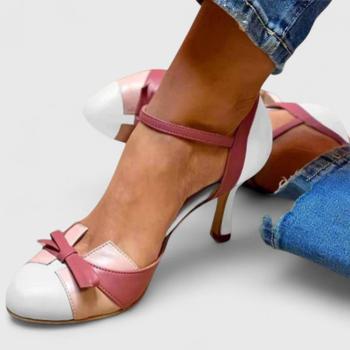 Aurora™ | Sandalia de Tacón con Lazo y Punta Bicolor