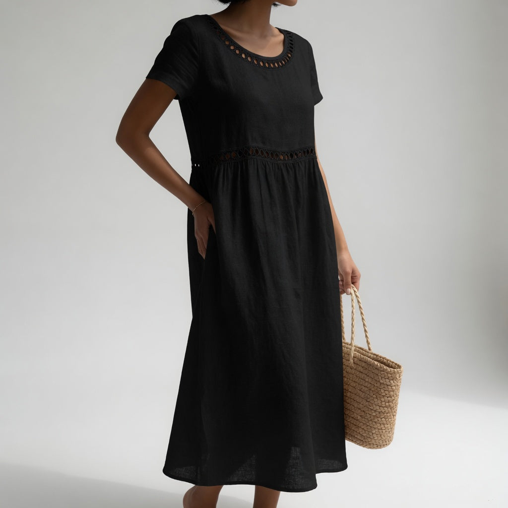 Livia™ | Vestido Midi de Lino con Bordado