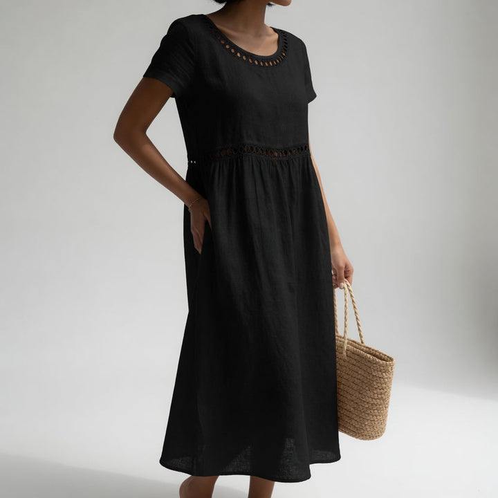 Livia™ | Vestido Midi de Lino con Bordado