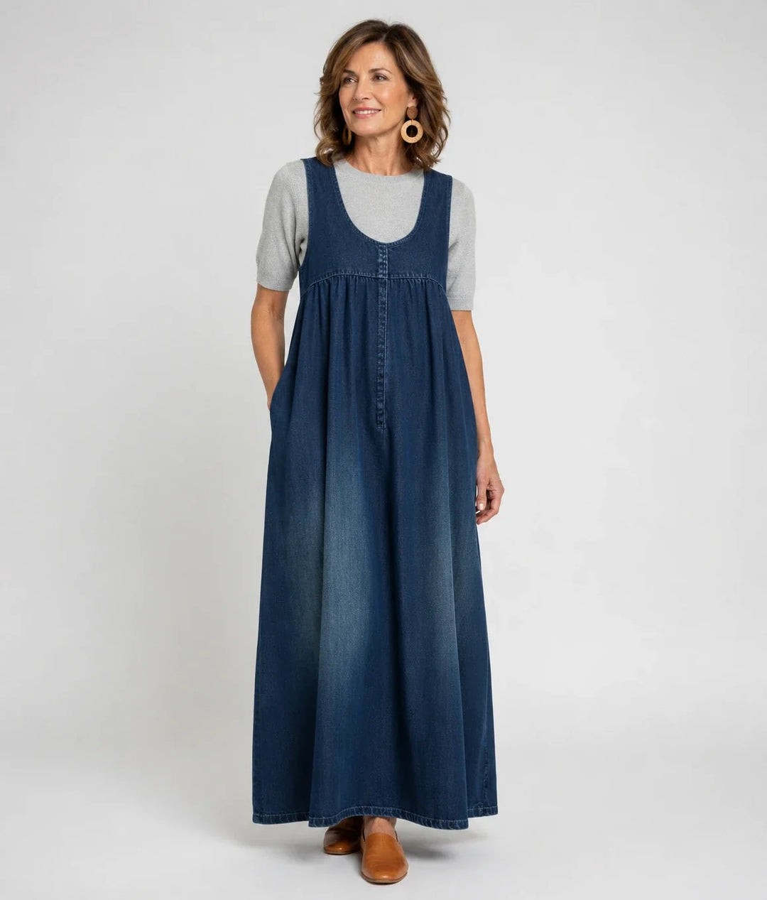 Gumersinda™ | Vestido Maxi de Denim Lavado con Tirantes
